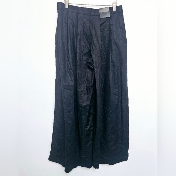 Banana Republic Lenin Blend Black Ultra Wide Lina Palazzo Pants Pocket Sz 8 New - Picture 8 of 16
